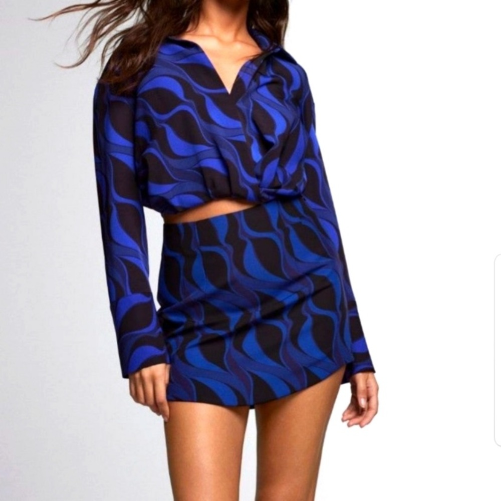 Zara pleated printed mini skirt